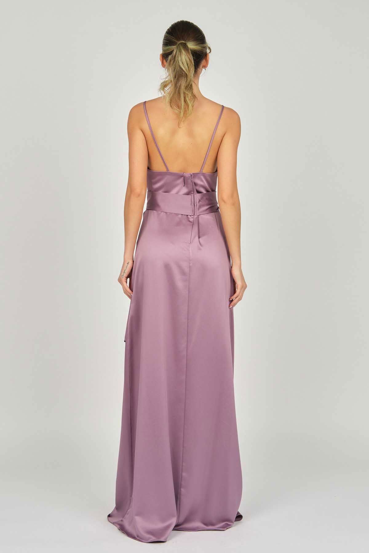 Doridorca Kadın Askılı Abiye Elbise 5923075 Lavanta - 5