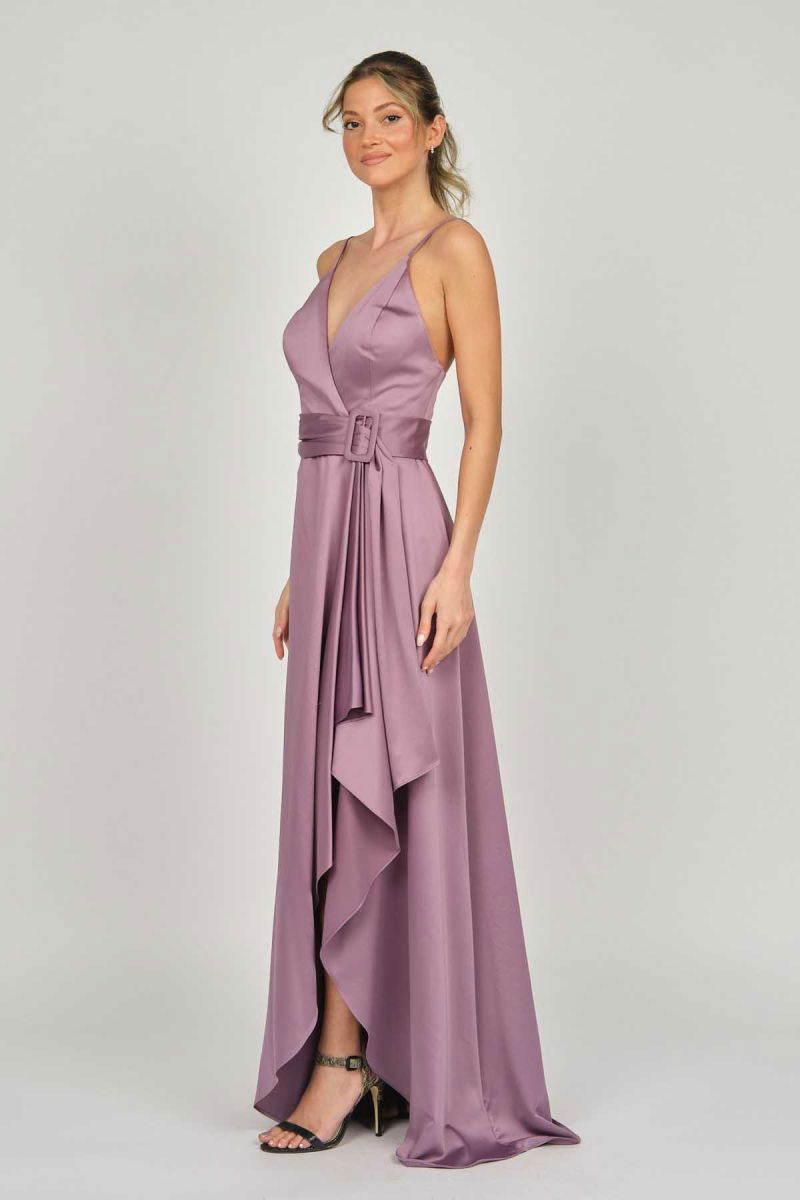 Doridorca Kadın Askılı Abiye Elbise 5923075 Lavanta - 6