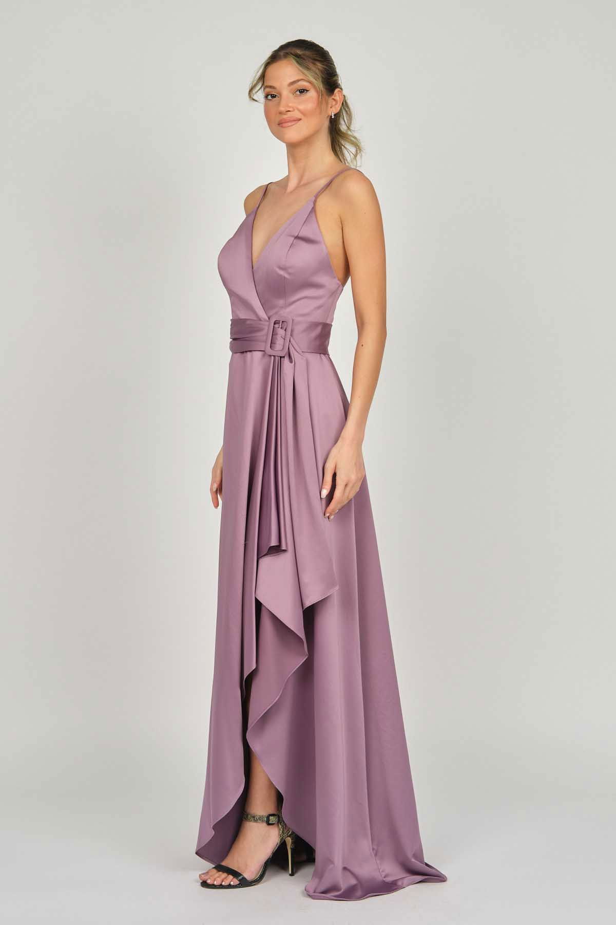 Doridorca Kadın Askılı Abiye Elbise 5923075 Lavanta - 6