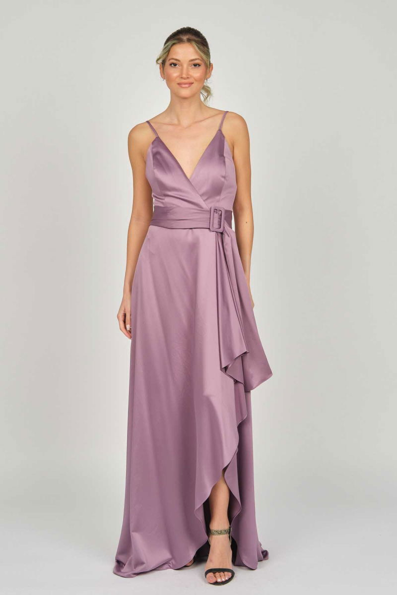 Doridorca Kadın Askılı Abiye Elbise 5923075 Lavanta - 7