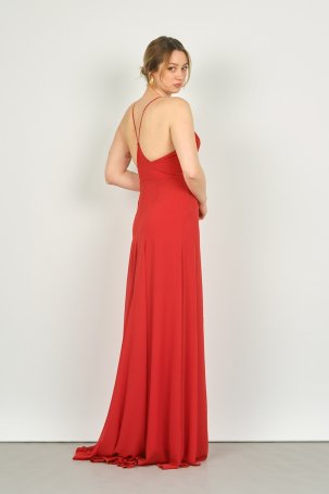 Doridorca Kadın Askılı Abiye Elbise 5924049 Kırmızı - 4