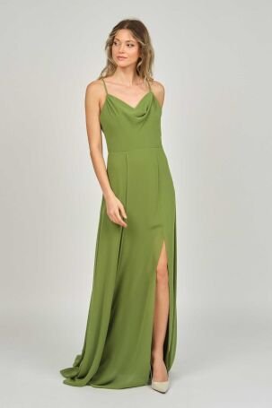 Doridorca Kadın Askılı Abiye Elbise 5924049 Yeşil - 1
