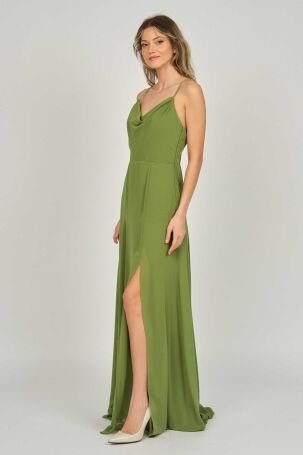 Doridorca Kadın Askılı Abiye Elbise 5924049 Yeşil - 2