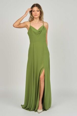 Doridorca Kadın Askılı Abiye Elbise 5924049 Yeşil - 3