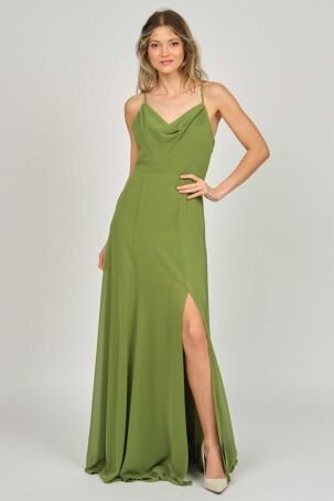 Doridorca Kadın Askılı Abiye Elbise 5924049 Yeşil - 6
