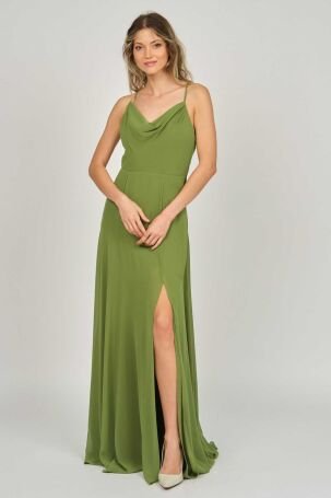 Doridorca Kadın Askılı Abiye Elbise 5924049 Yeşil - 7
