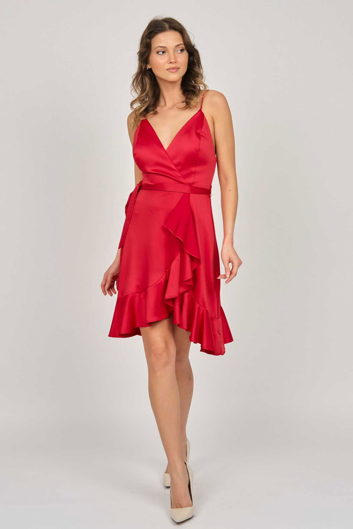Doridorca Kadın Askılı Kısa Abiye Elbise 5922020 Kırmızı - 2