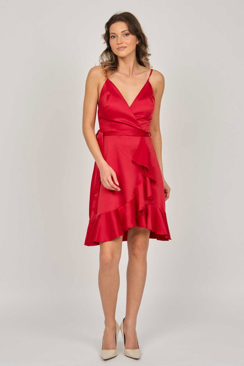 Doridorca Kadın Askılı Kısa Abiye Elbise 5922020 Kırmızı - 6