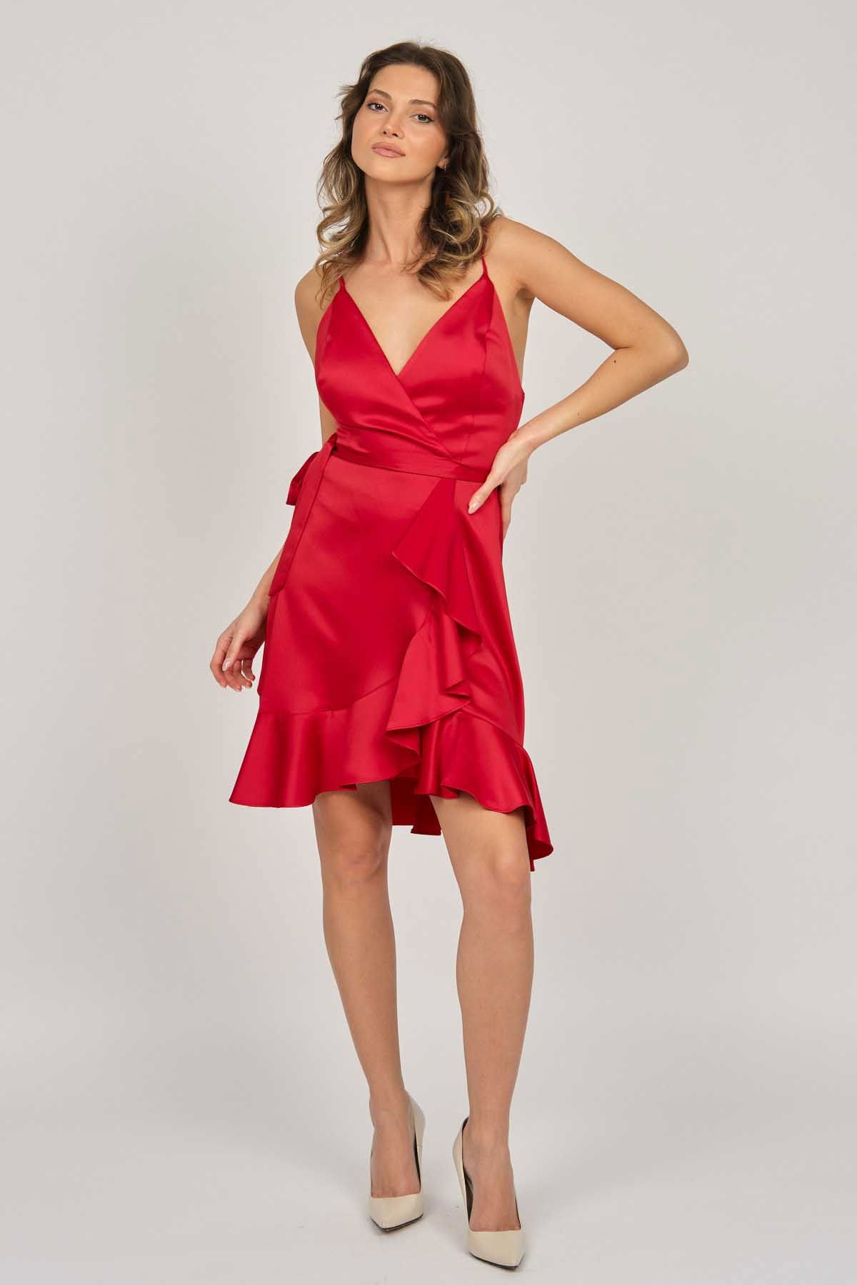 Doridorca Kadın Askılı Kısa Abiye Elbise 5922020 Kırmızı - 7