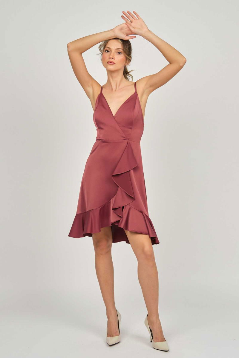 Doridorca Kadın Askılı Kısa Abiye Elbise 5922020 Tarçın - 3