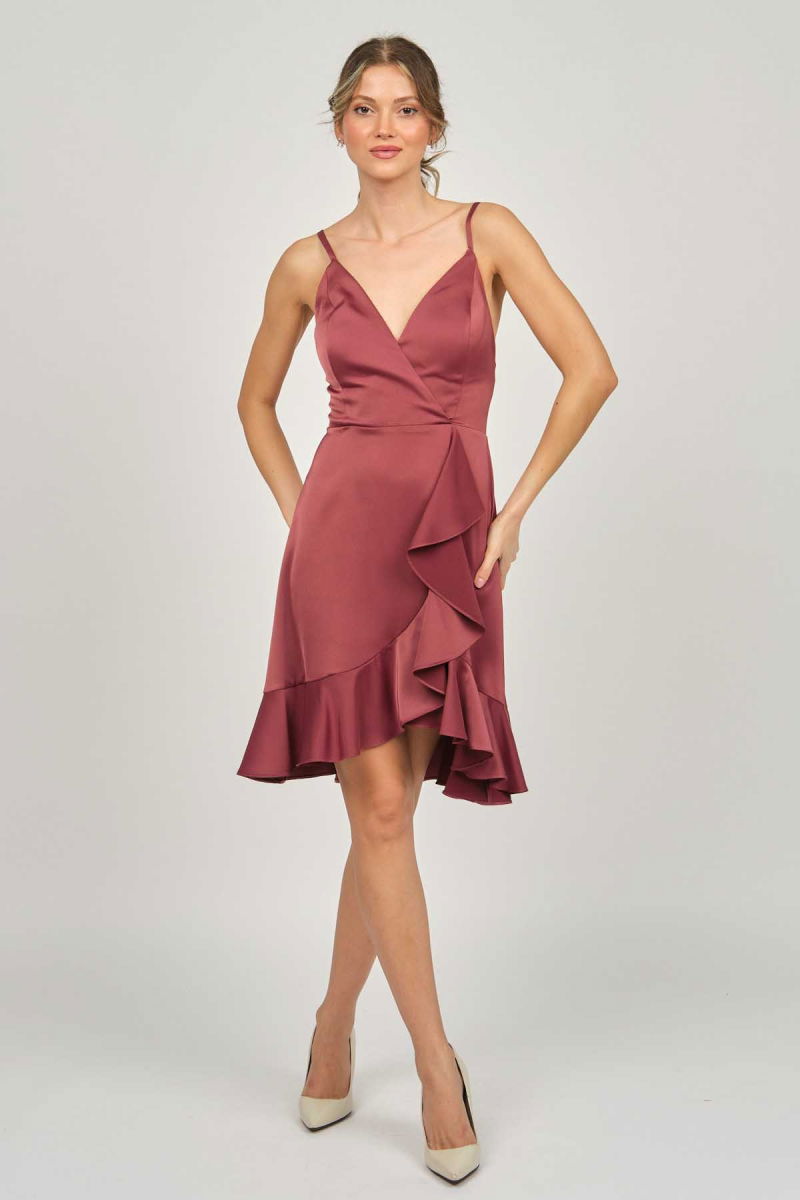 Doridorca Kadın Askılı Kısa Abiye Elbise 5922020 Tarçın - 4