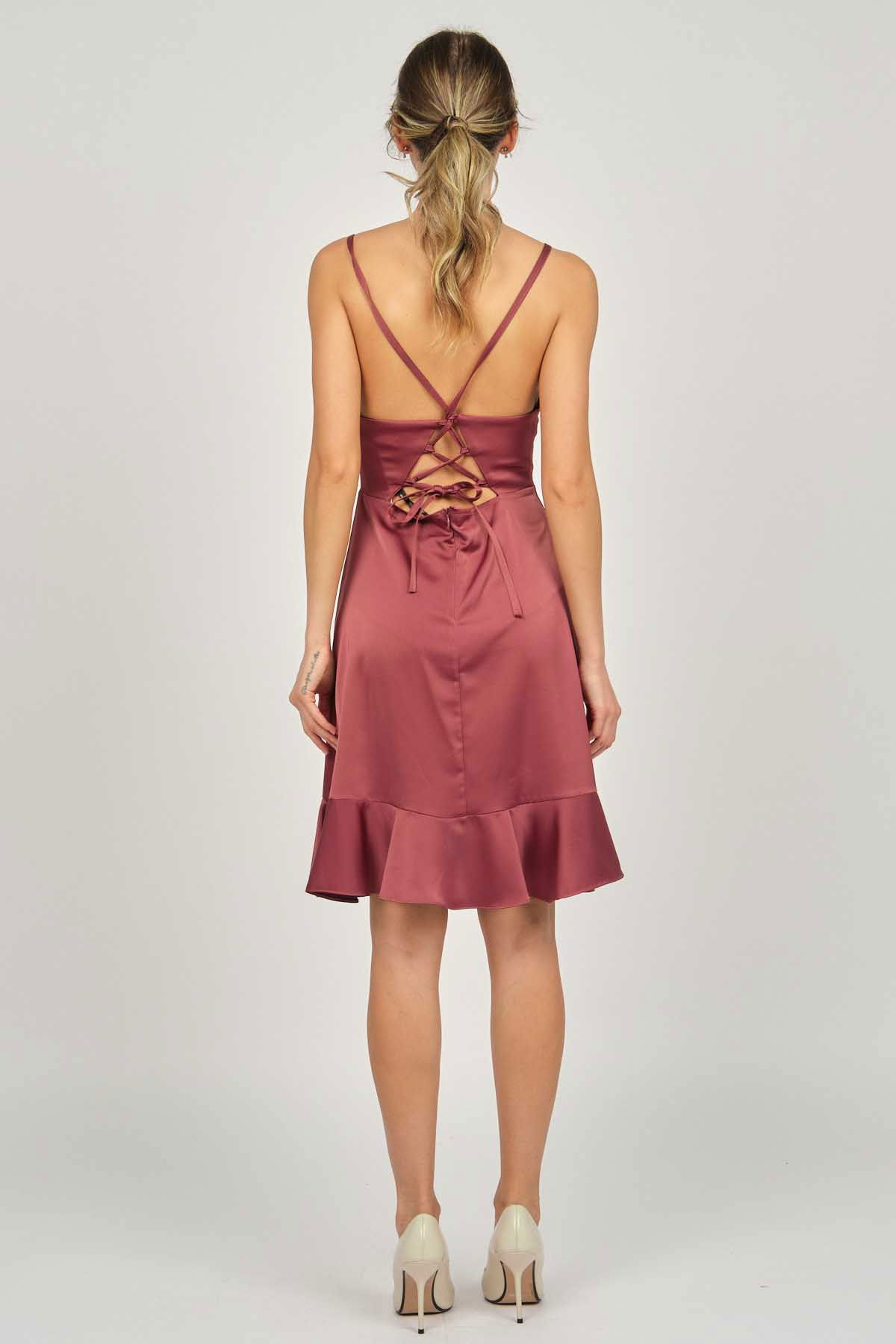 Doridorca Kadın Askılı Kısa Abiye Elbise 5922020 Tarçın - 5