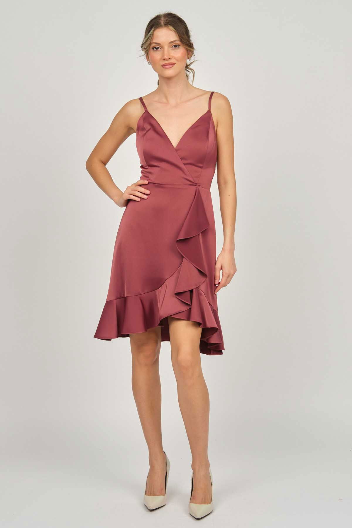 Doridorca Kadın Askılı Kısa Abiye Elbise 5922020 Tarçın - 7