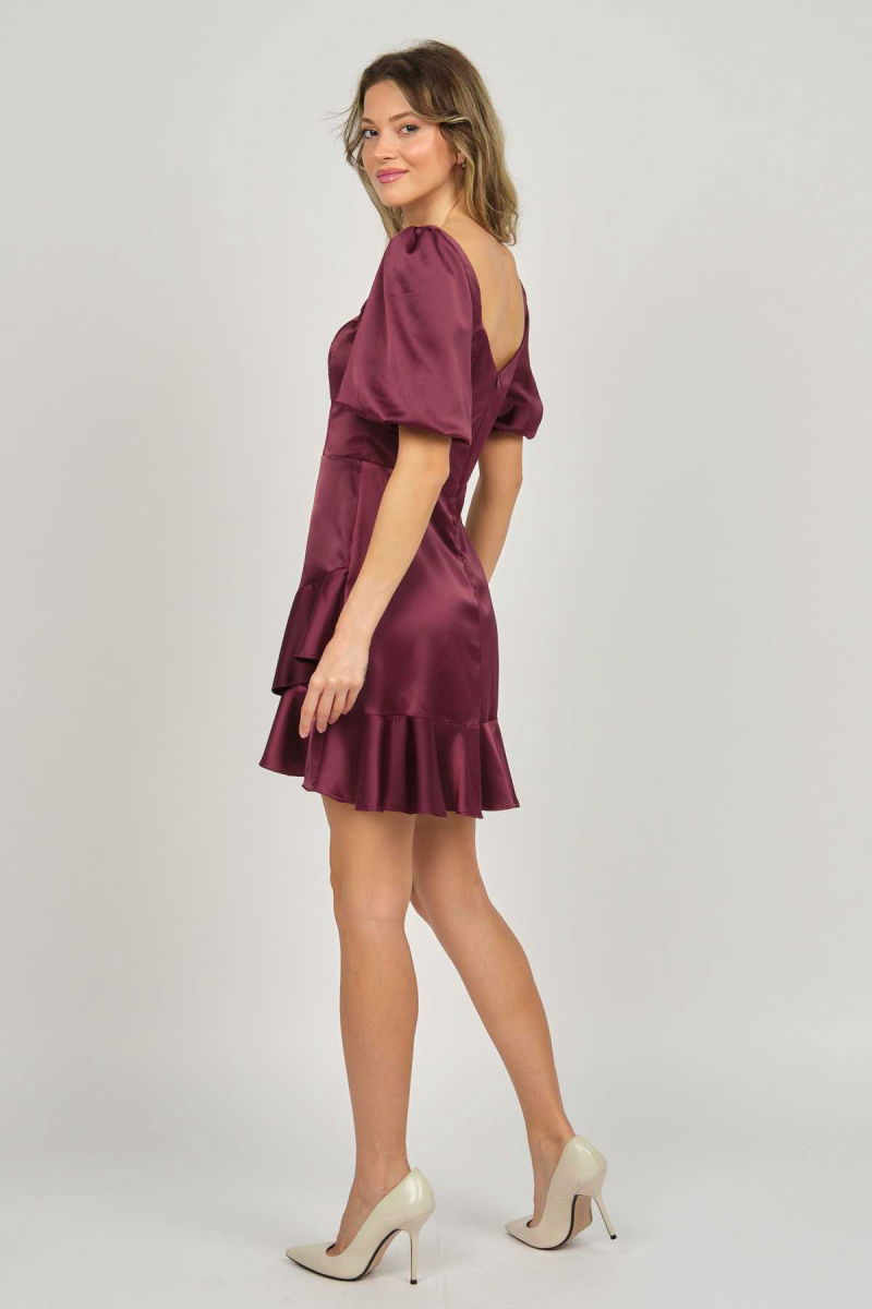 Doridorca Kadın Balon Kol Mini Abiye Elbise 5922087 Tarçın - 5