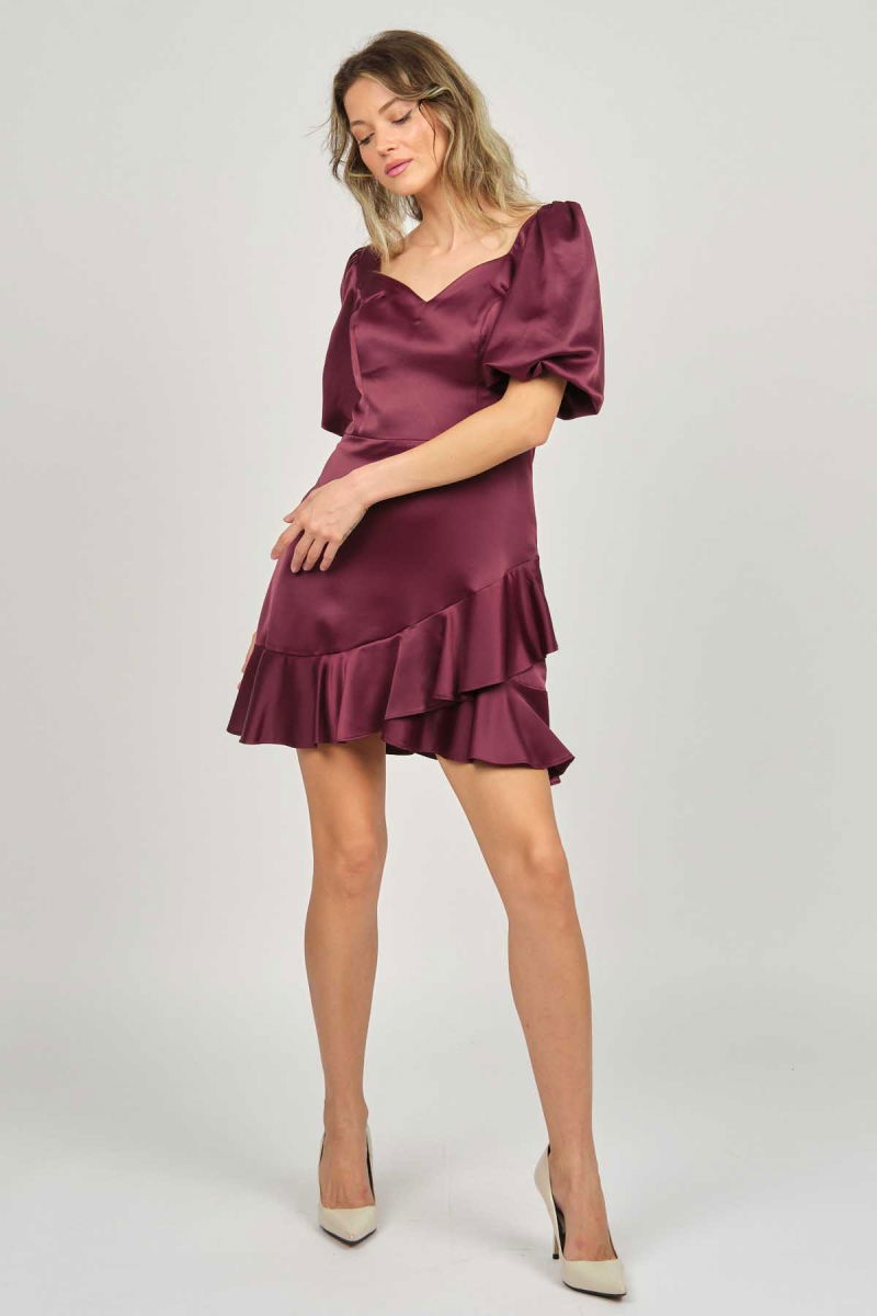 Doridorca Kadın Balon Kol Mini Abiye Elbise 5922087 Tarçın - 7