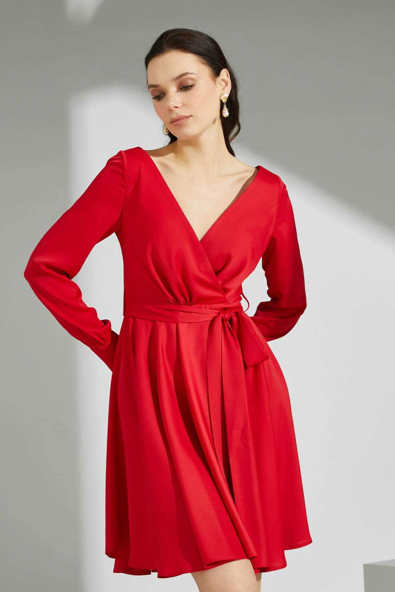 Doridorca Kadın Belden Bağlamalı Abiye Elbise 5924032 Kırmızı - 2