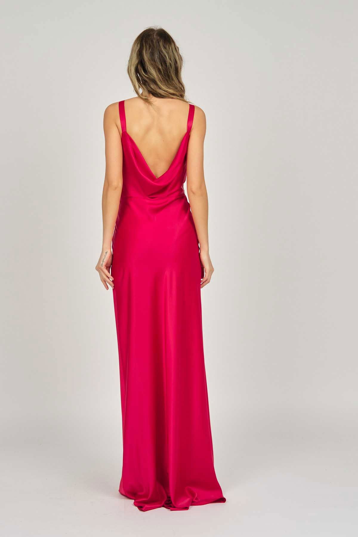 Doridorca Kadın Degaje Yaka Abiye Elbise 5924035 Kırmızı - 5