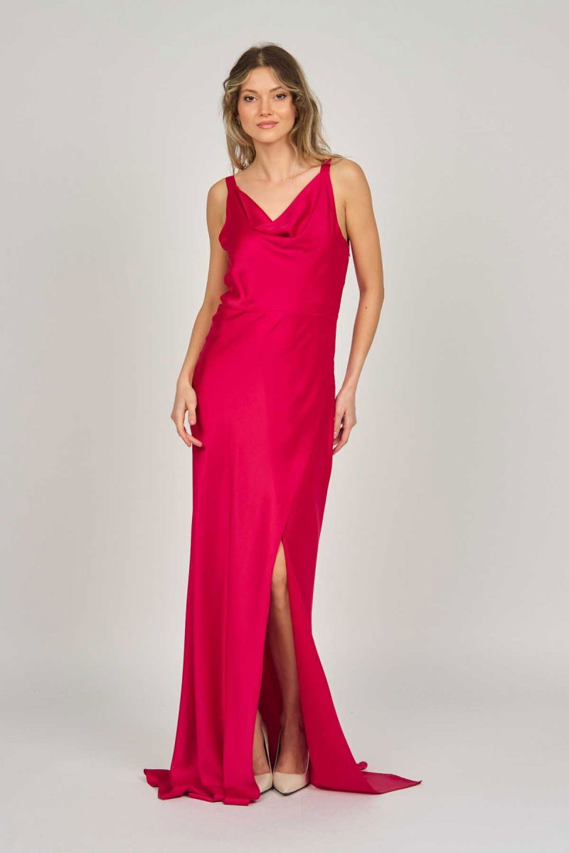 Doridorca Kadın Degaje Yaka Abiye Elbise 5924035 Kırmızı - 6