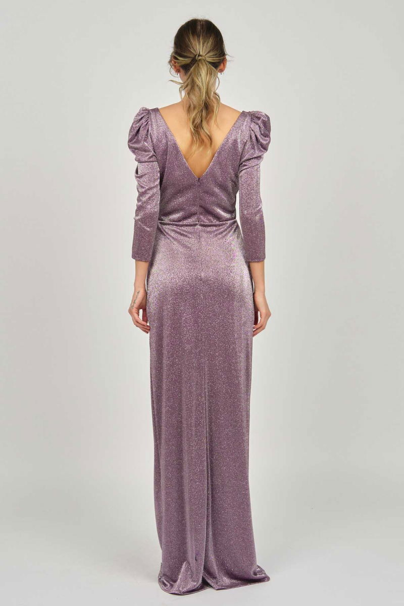 Doridorca Kadın Derin Yırtmaçlı Uzun Abiye Elbise 5922102 Mürdüm - 5