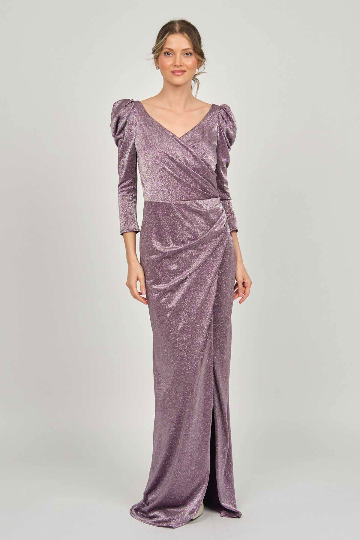 Doridorca Kadın Derin Yırtmaçlı Uzun Abiye Elbise 5922102 Mürdüm - 7