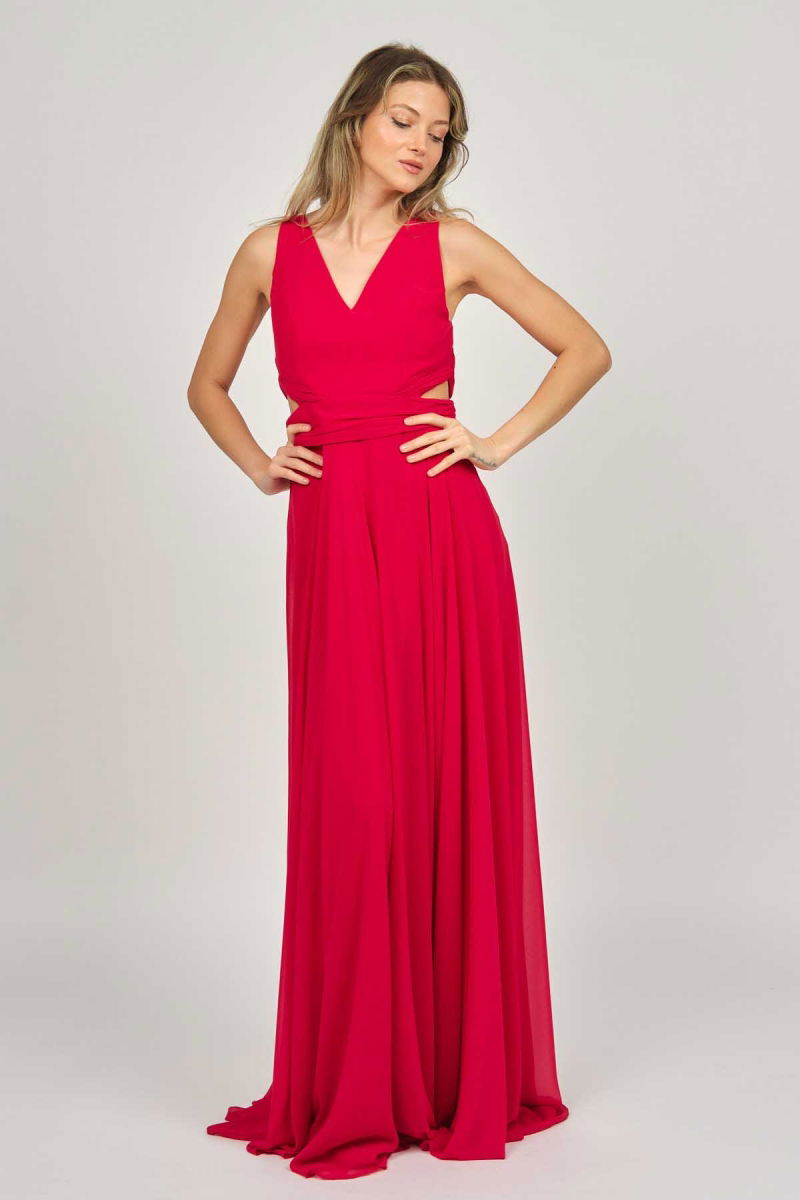 Doridorca Kadın Geniş Askılı Şifon Abiye Elbise 5922058 Kırmızı - 7