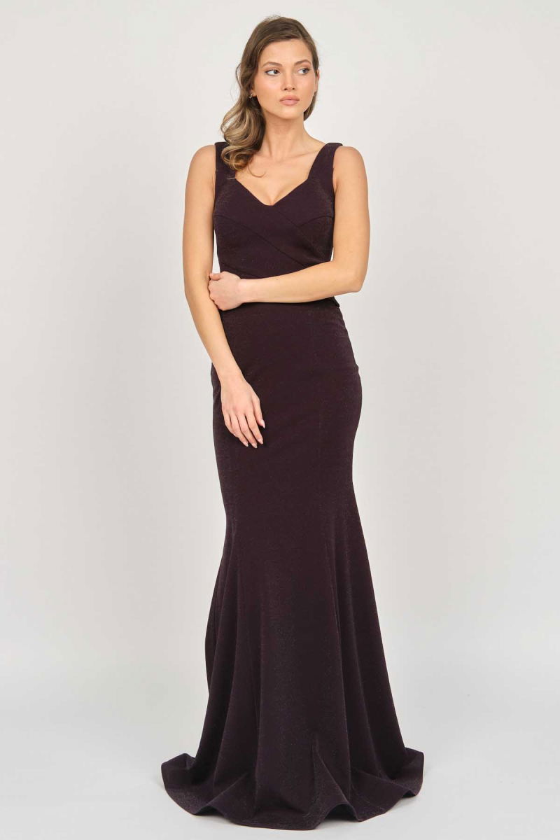 Doridorca Kadın İki Parça Simli Uzun Abiye Elbise 5929049 Mor - 6