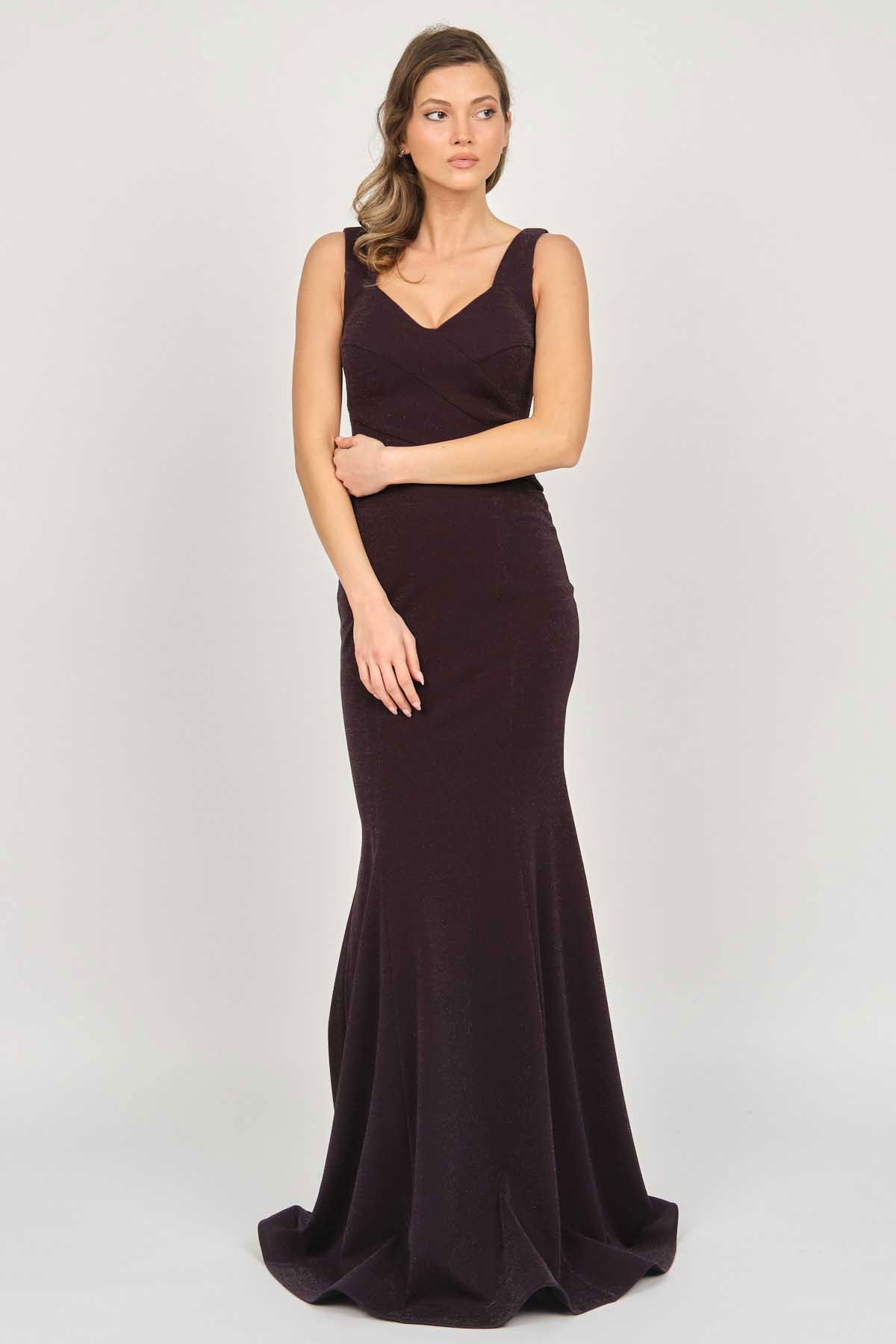 Doridorca Kadın İki Parça Simli Uzun Abiye Elbise 5929049 Mor - 6