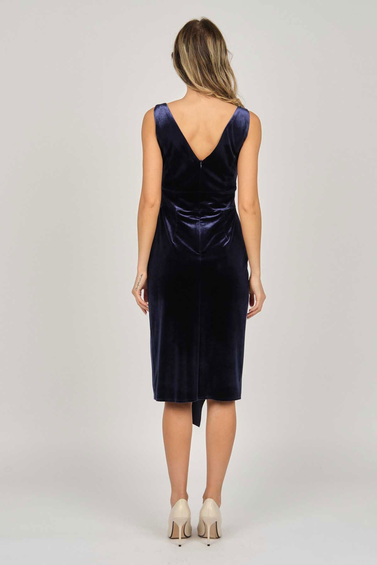 Doridorca Kadın Kadife Kısa Abiye Elbise 5921198 Lacivert - 5