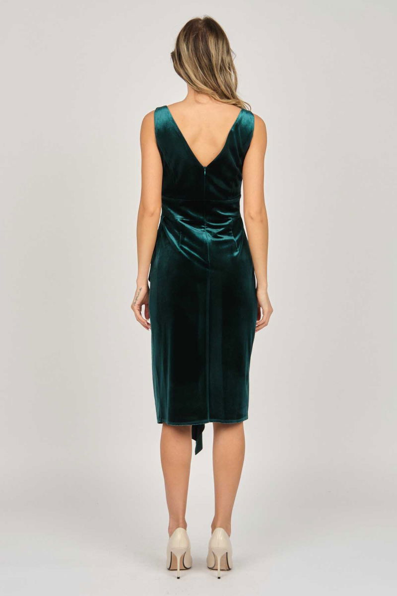 Doridorca Kadın Kadife Kısa Abiye Elbise 5921198 Yeşil - 5