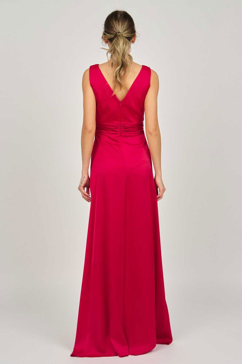 Doridorca Kadın Kalın Askılı Uzun Abiye Elbise 5921178 Kırmızı - 5