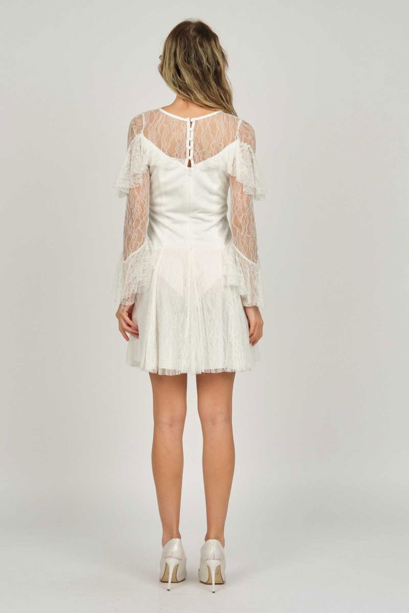 Doridorca Kadın Kol ve Göğüs Detaylı Abiye Elbise 5921153 Kemik - 5