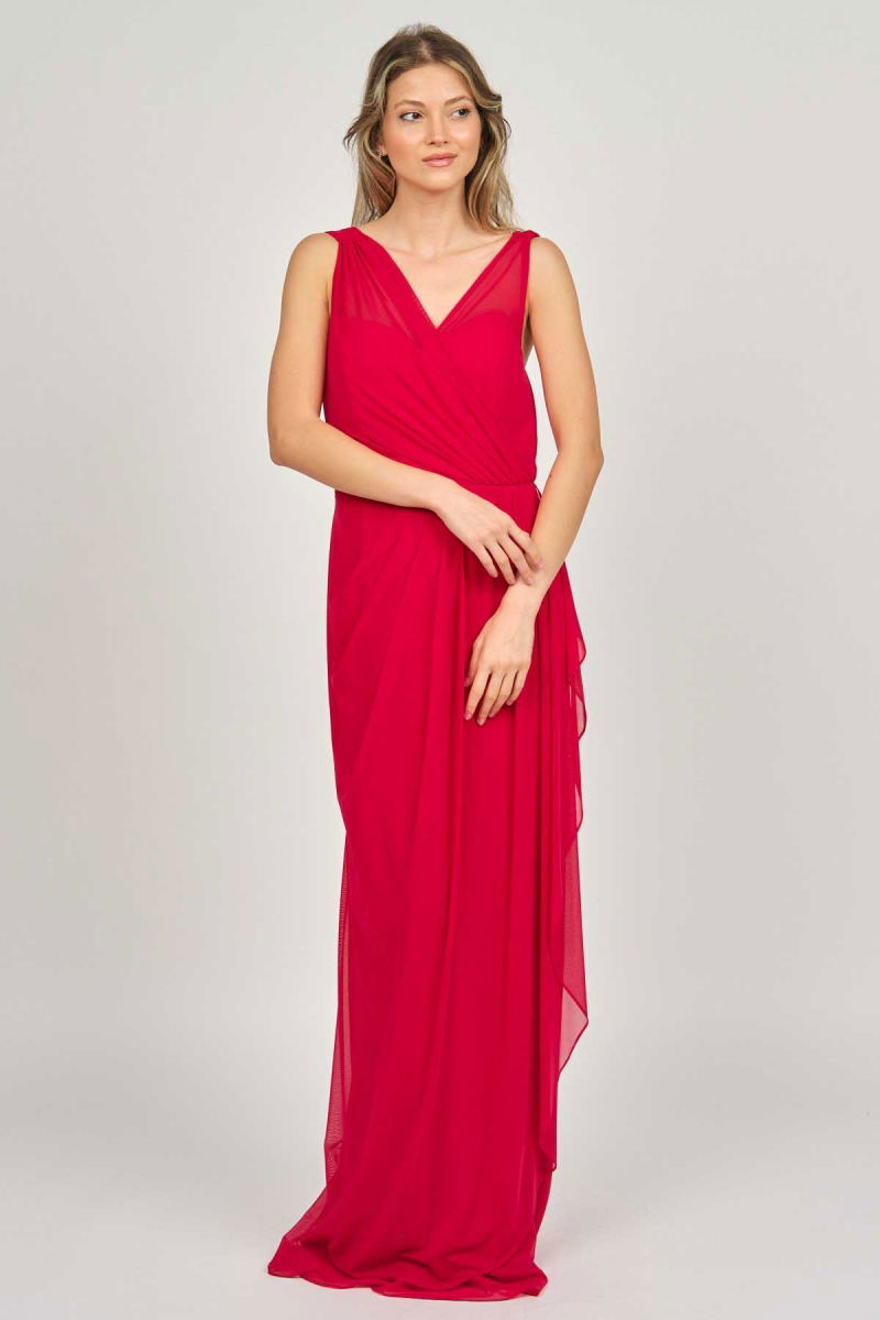 Doridorca Kadın Kolsuz Uzun Abiye Elbise 5922039 Kırmızı - 2