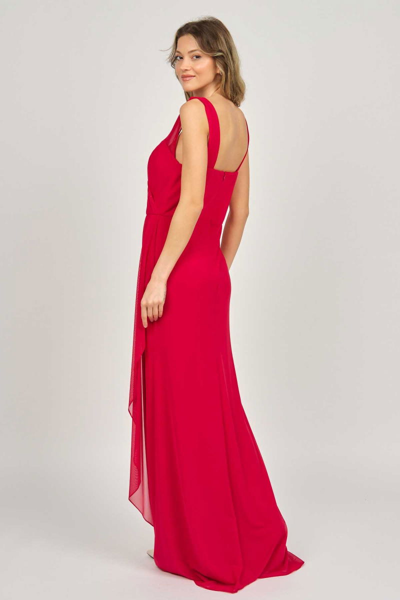 Doridorca Kadın Kolsuz Uzun Abiye Elbise 5922039 Kırmızı - 5
