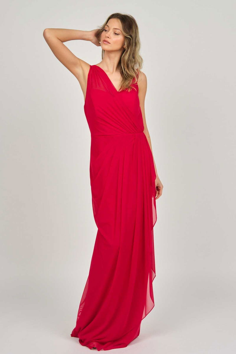 Doridorca Kadın Kolsuz Uzun Abiye Elbise 5922039 Kırmızı - 6