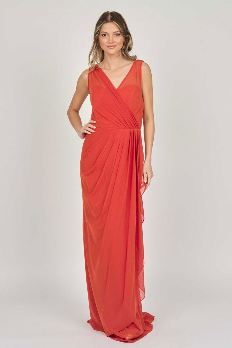 Doridorca Kadın Kolsuz Uzun Abiye Elbise 5922039 Tarçın 