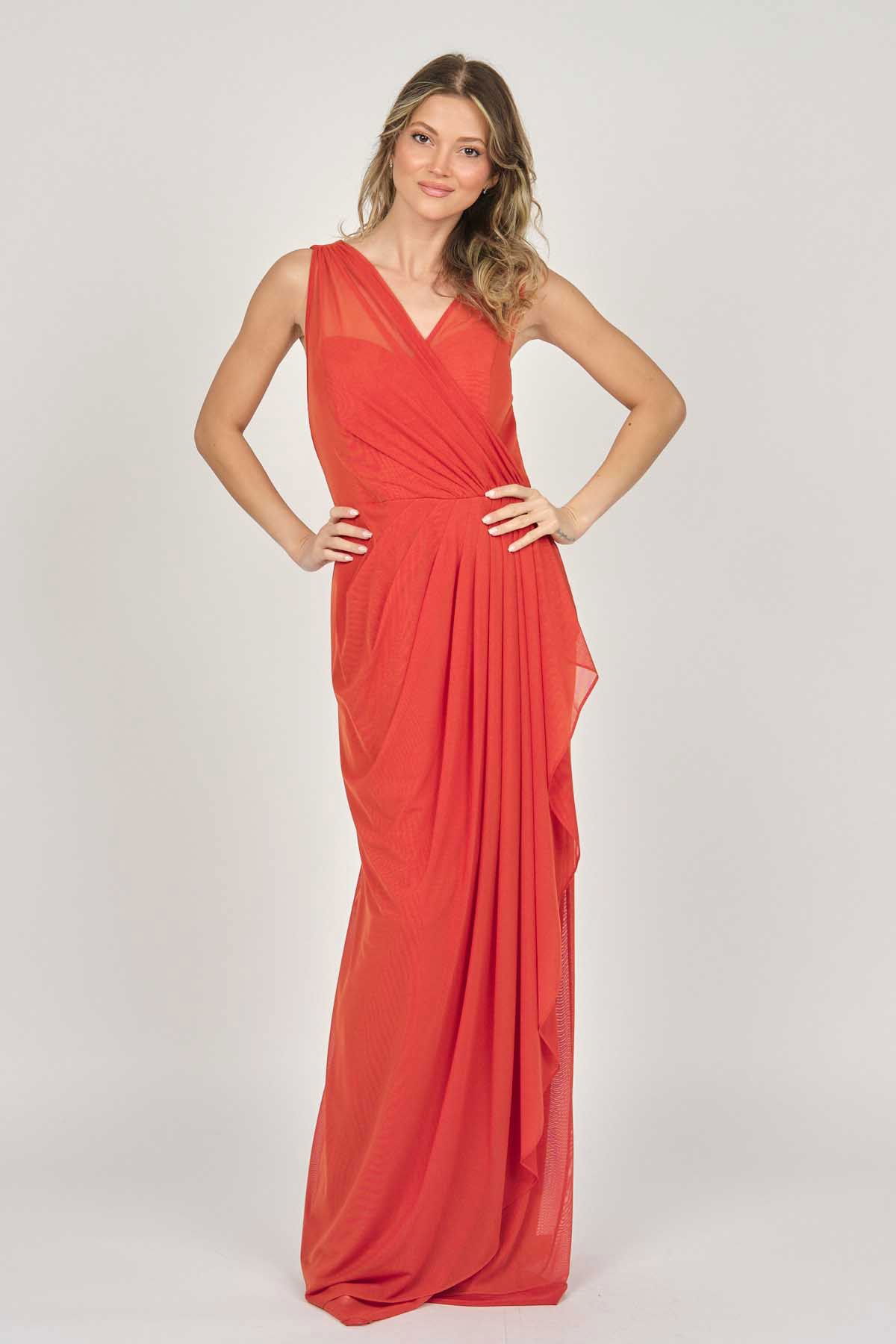 Doridorca Kadın Kolsuz Uzun Abiye Elbise 5922039 Tarçın - 2