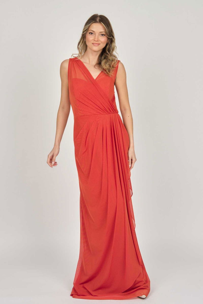 Doridorca Kadın Kolsuz Uzun Abiye Elbise 5922039 Tarçın - 4