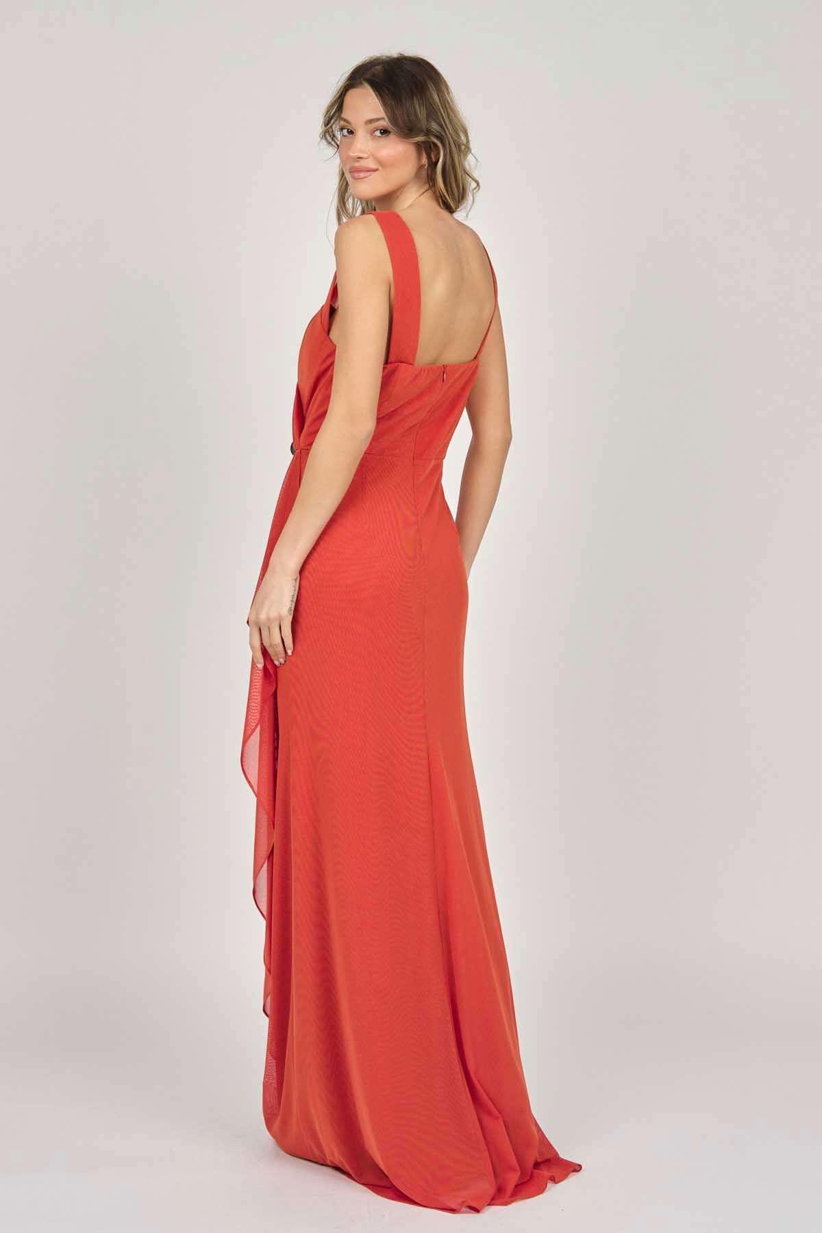 Doridorca Kadın Kolsuz Uzun Abiye Elbise 5922039 Tarçın - 5