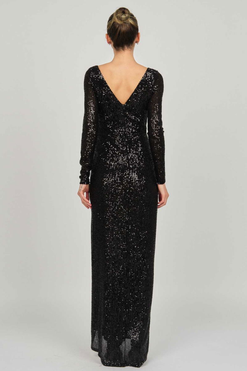 Doridorca Kadın Kruvaze Uzun Abiye Elbise 5929232 Siyah - 5