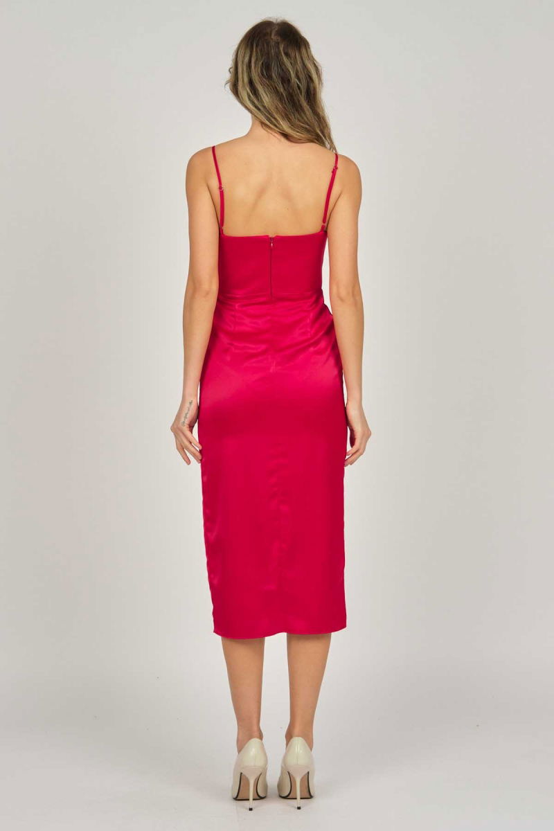 Doridorca Kadın Midi Boy Abiye Elbise 5924063 Kırmızı - 5