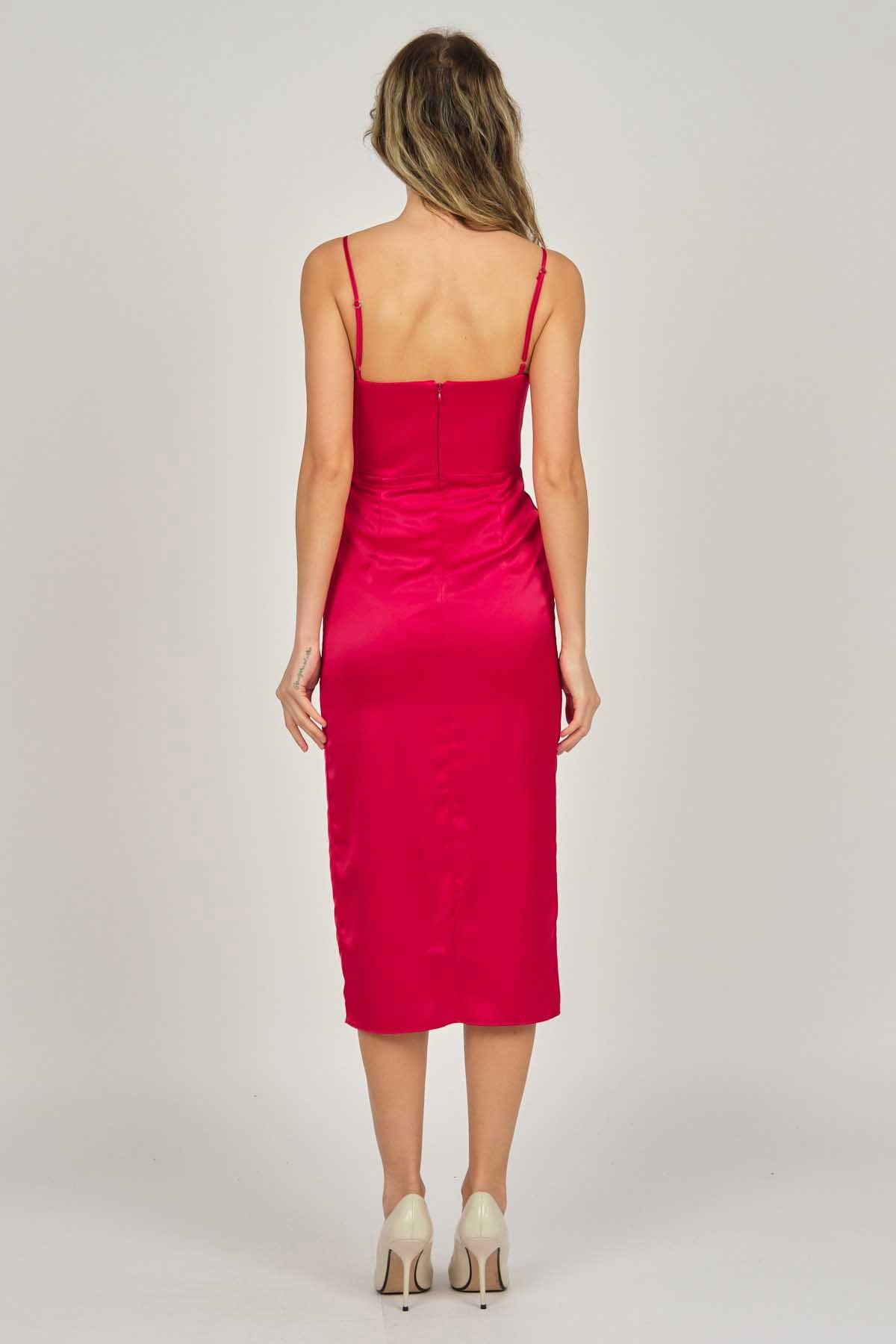 Doridorca Kadın Midi Boy Abiye Elbise 5924063 Kırmızı - 5