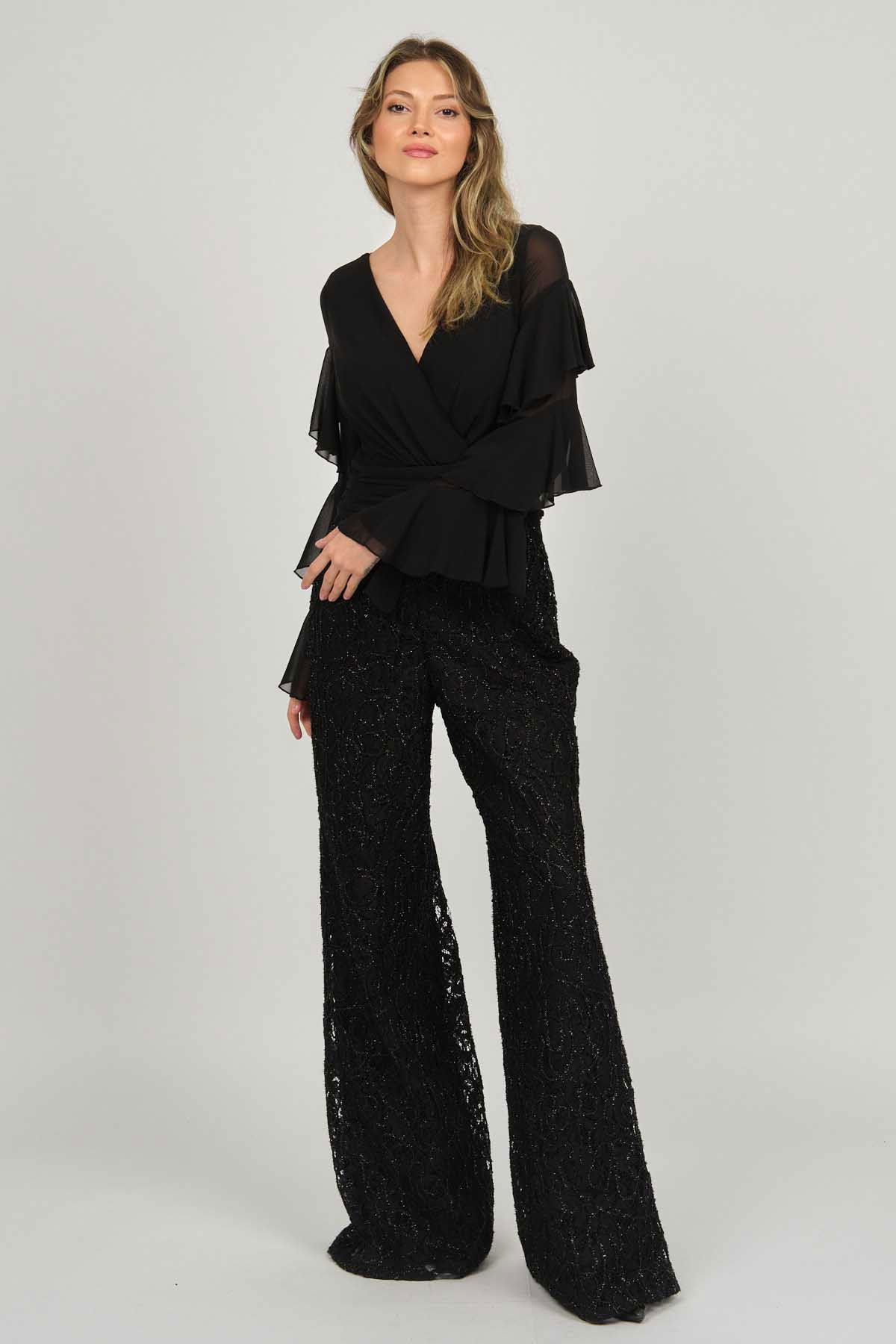 Doridorca Kadın Payetli Fırfır Detaylı Abiye Tulum 5921011 Siyah - 6