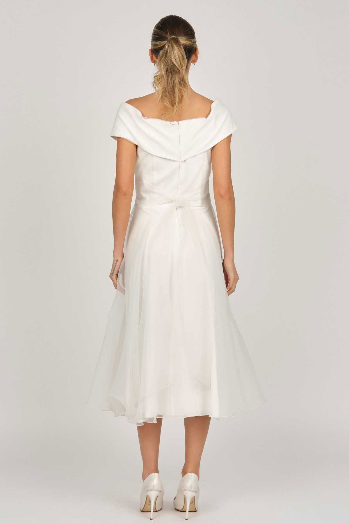 Doridorca Kadın Prenses Yaka Araboy Abiye Elbise 5922090 Kemik - 5