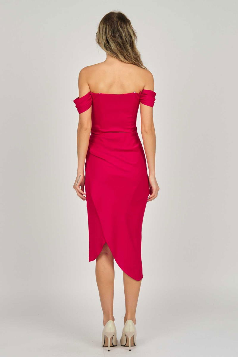 Doridorca Kadın Straplez Abiye Elbise 5924014 Kırmızı - 5