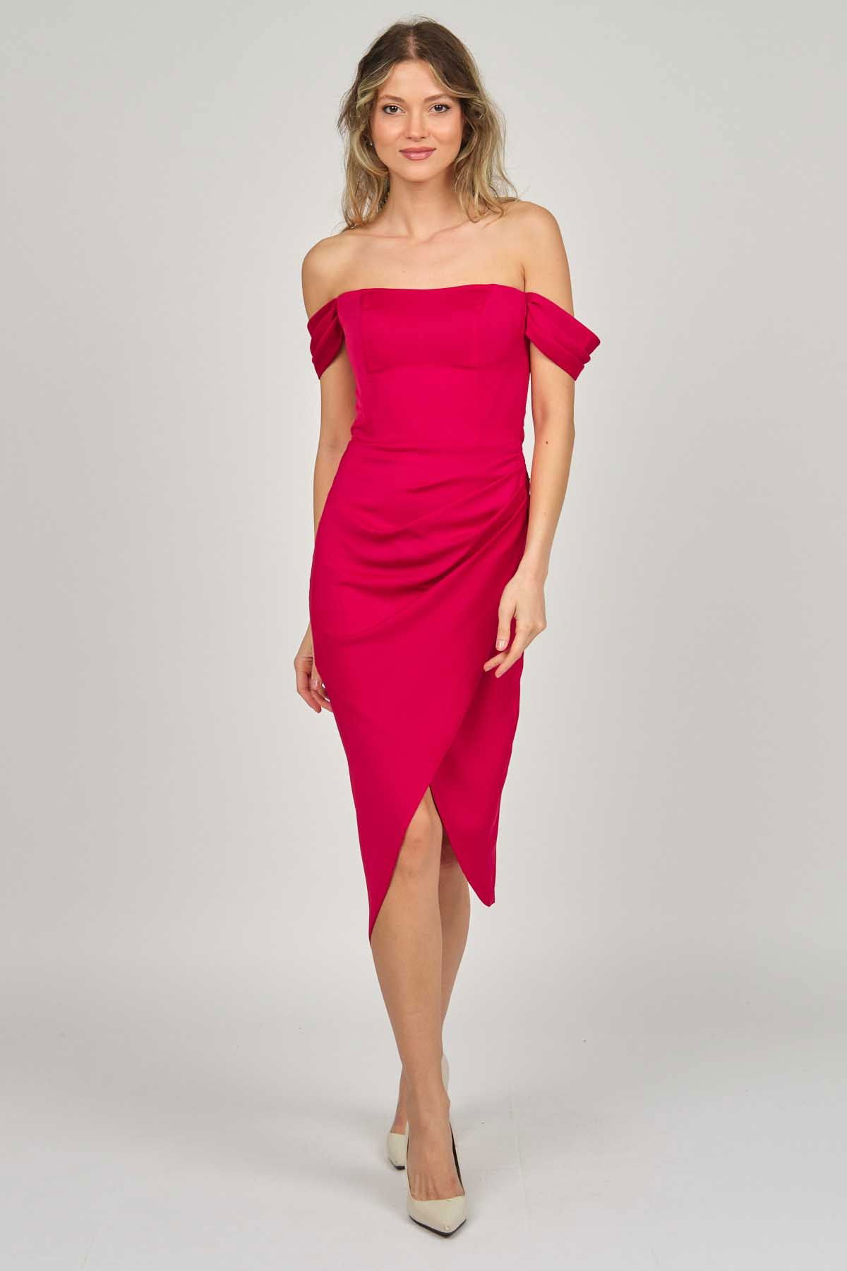 Doridorca Kadın Straplez Abiye Elbise 5924014 Kırmızı - 7