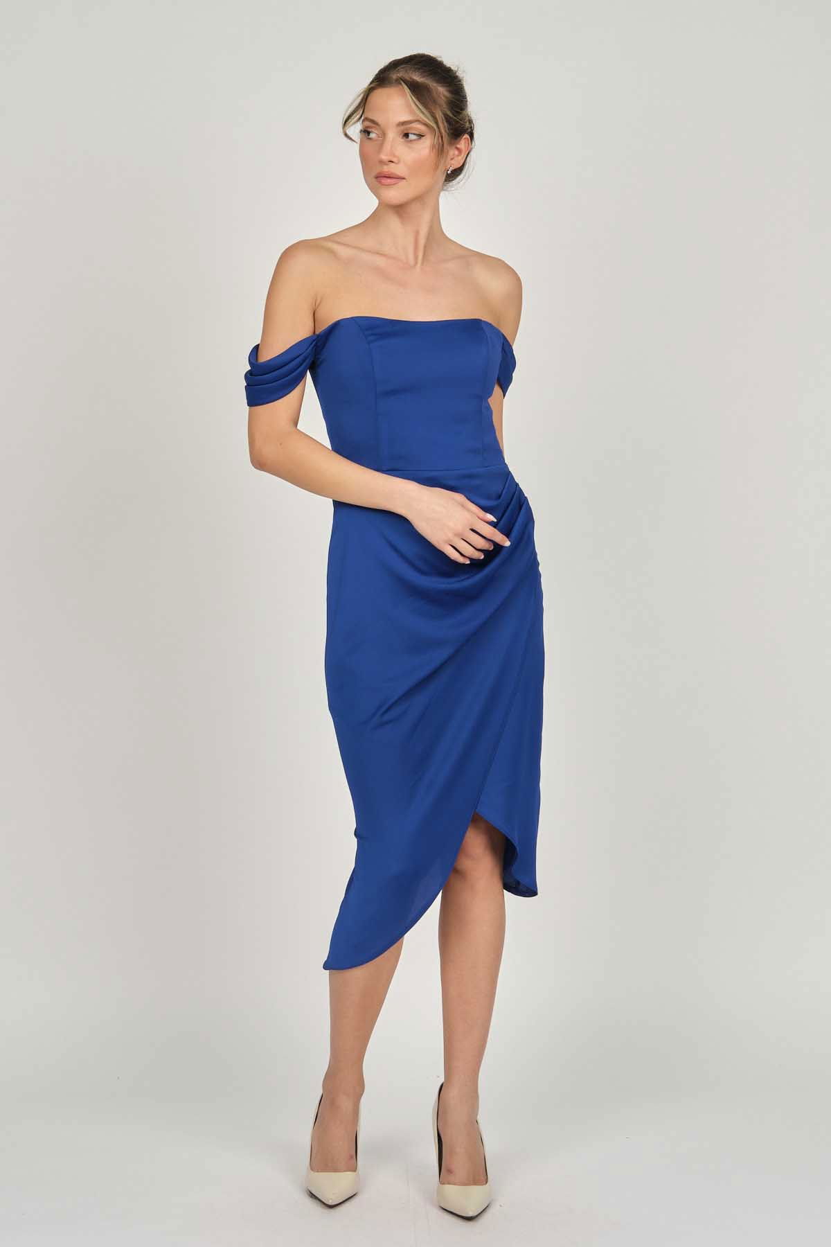 Doridorca Kadın Straplez Abiye Elbise 5924014 Saks - 1