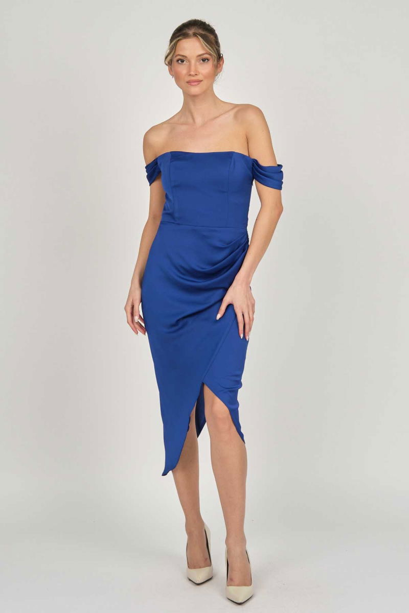 Doridorca Kadın Straplez Abiye Elbise 5924014 Saks - 2