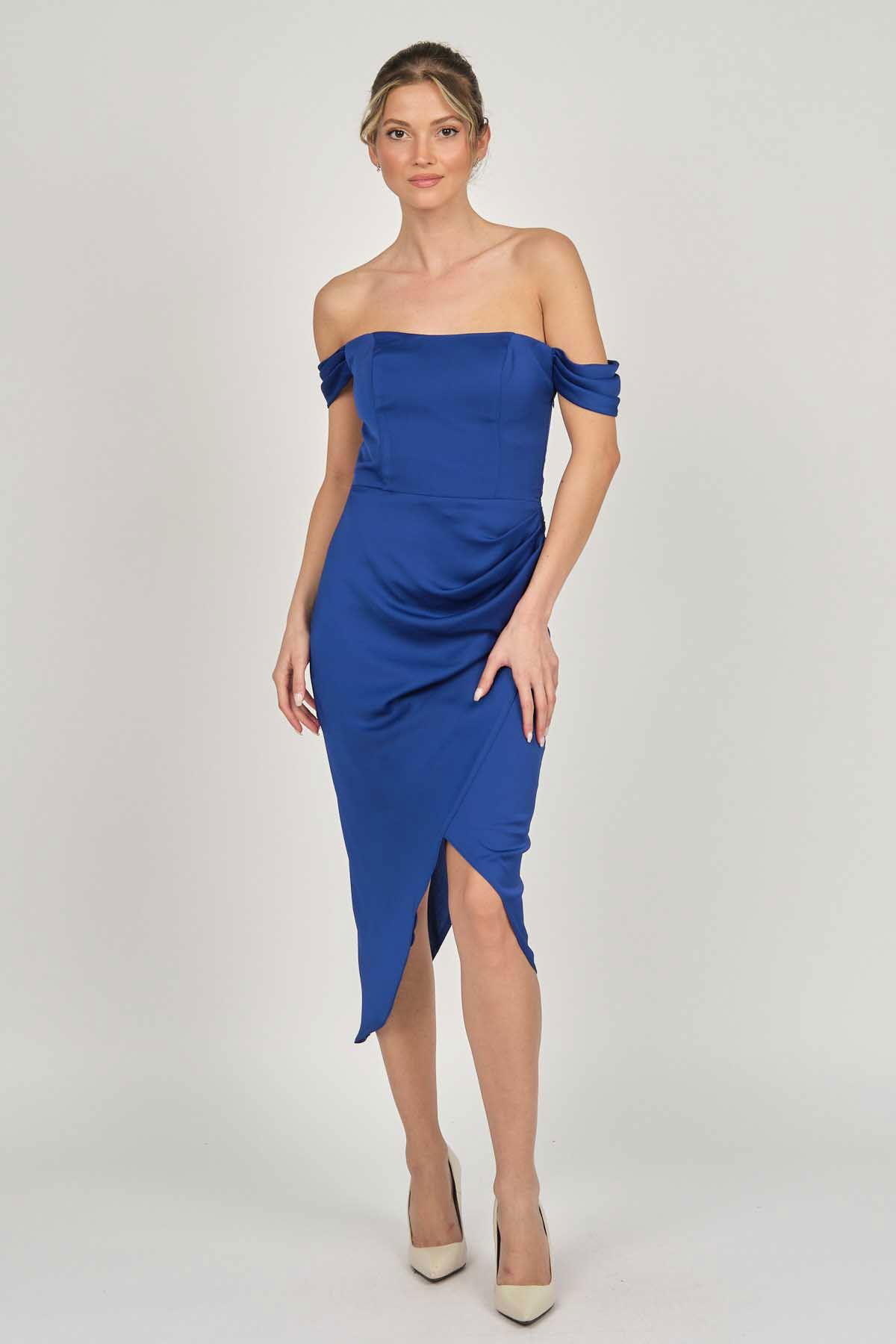 Doridorca Kadın Straplez Abiye Elbise 5924014 Saks - 2