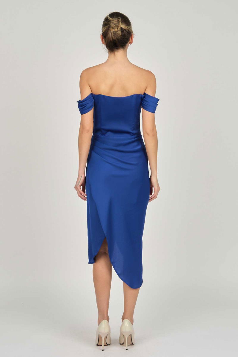 Doridorca Kadın Straplez Abiye Elbise 5924014 Saks - 5