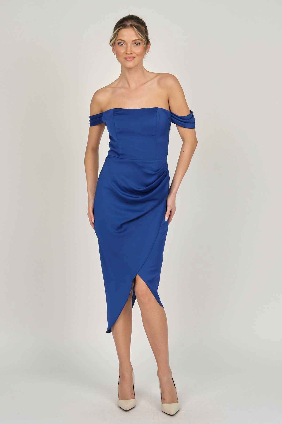 Doridorca Kadın Straplez Abiye Elbise 5924014 Saks - 6